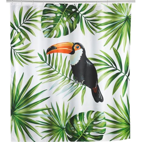 Rideau de douche motif tropical TOUCAN