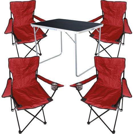 5-tlg Campingsessel Rot + Campingtisch-MMC330870B+4xMPO2455 (1/5)