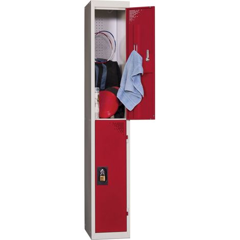 PROVOST - Vestiaire multicases Provost - 1 colonne, 2 cases monobloc en acier rouge