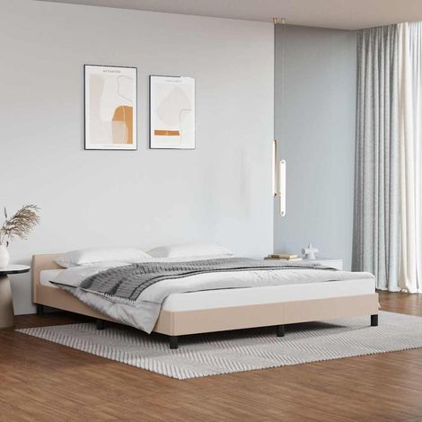 Lit double pour adulte avec tête de lit - Cadre de lit Cappuccino 180x200 cm Similicuir BV134718 - BonneVie (1/5)