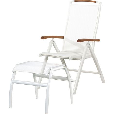 Inko Klappsessel Frisco mit Fußhocker Alu/Textilen Hochlehner 3 Farben zur Auswahl Weiß (1/5)