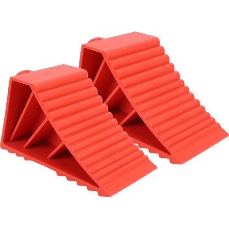 Cales de roues robustes, 2 pièces, bouchon rouge en caoutchouc solide antidérapant pour voiture, remorque de voyage, camping-car et camion (1/5)