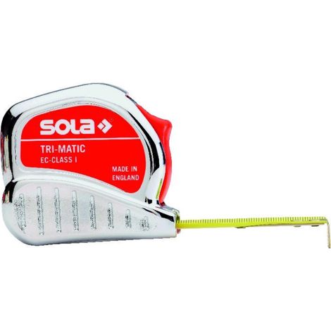 Taschenrollbandmaß TRI-MATIC L.10m B.25mm mm/cm EG 1 Ku.Stopptaste SOLA