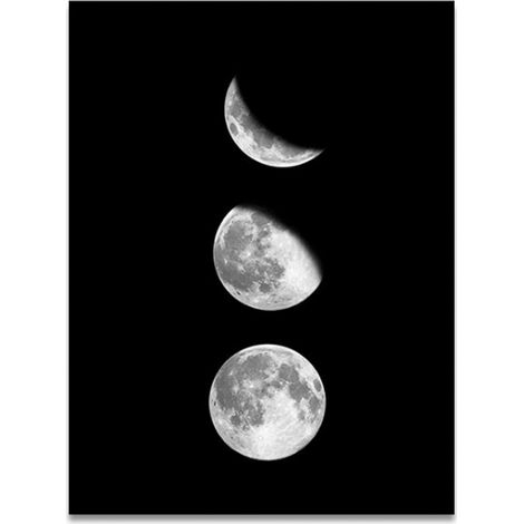 Peinture sur toile - Phases de lune - Toile imperméable - Impression résistante - 40 x 30 cm - Sans cadre - 1 pièce