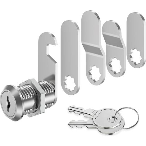 Serrure de Boîte Aux Lettres 25 mm - Avec 5 Plaques de Verrouillage, Pour Armoire, Meuble, Casier et Levier - Livré Avec 5 Plaques Différentes (1/5)