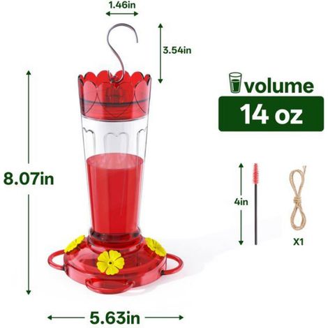 1 Mangeoire colibris,400 ml,résistante fourmis abeilles,plastique,base inclinée 30°,jardin extérieur (1/5)