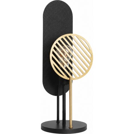 Lámpara de sobremesa Totem de metal negro y dorado H45 cm (1/4)