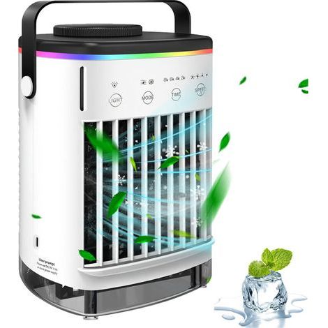Portable Climatiseur Mobile Silencieux 700 ml, 4 en 1 Refroidisseur d'air, , 4 Vitesses de Ventilateur, Poignée, Chambre à Coucher, Bureau (1/5)