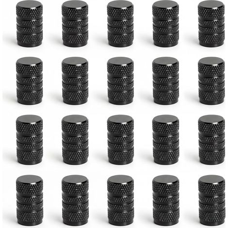 20 Pièces Bouchon Pneu Voiture Aluminium Noir – Tire Bouchon à Air Capuchon de Valve Auto Valve Schrader Universel pour Voiture Vélo Moto Protection Durable (1/5)
