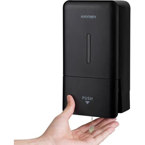 Dispensador de jabón manual de pared con pulsador, 800 ml - Fácil cambio de jabón y ventana de visualización para uso doméstico y comercial (1/5)