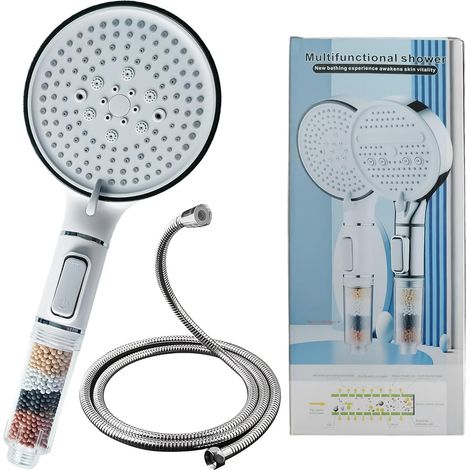 pommeau de douche + flexible de douche 1,5 m pommeau de douche haute pression - 5 modes de jets réglables - pommeau douche anti calcaire pommeau de douche economie dea (1/5)