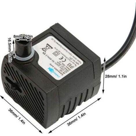 Einstellbare Mini-Tauchpumpe – Einstellbare Fördermenge – Wasserdicht nach IPX8 – Saugnäpfe für sicheren Halt – 220–240 V EU-Stecker (1/4)
