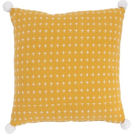Coussin à pompons en polycoton 40x40cm (1/4)