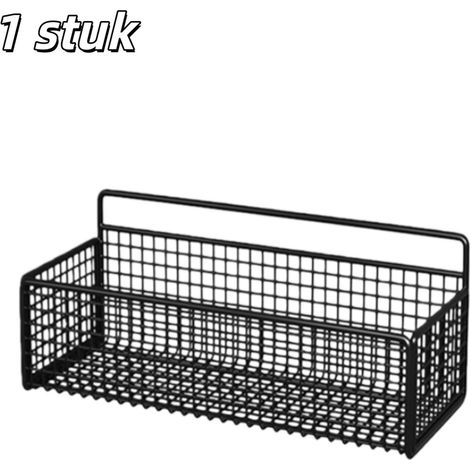 Étagère de rangement murale pour salle de bain cuisine et salon avec fixation sans perçage 26 x 15 x 13 cm couleur noire (1/5)