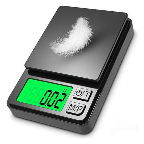 Balance de poche 500 g x 0,01 g, mini balance de précision pour bijoux et poudres, balance portable en grammes avec plateau, rétroéclairage vert 500 g/0,01 g (1/5)