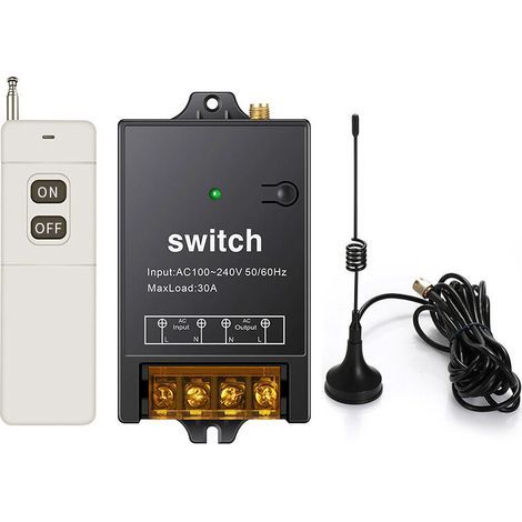 Remote control switch, 1500M long distance, wireless RF relay switch AC 110V/120V/240V/40A, wireless remote switch for motor lighting electrical equipment (1/5)