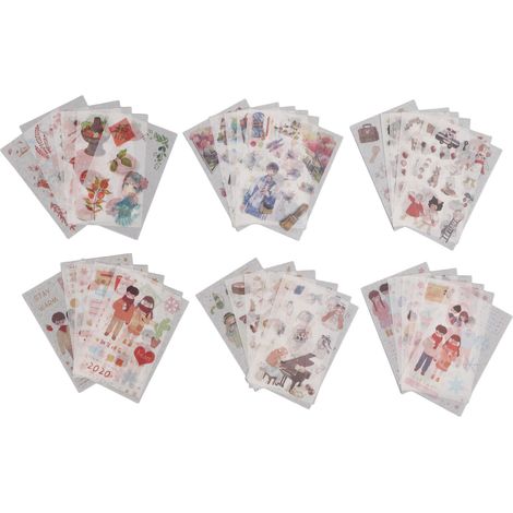 36 Feuilles d'Autocollants Transparents Souples Réutilisables - Stickers Japonais pour Carnet, Journal et Ordinateur Portable (1/5)