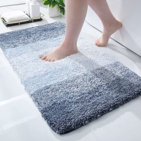 Tappetino da bagno - Antiscivolo e lavabile - Tessuto in pile ad alta assorbenza - Blu - Tappetino da bagno in microfibra - Adatto per bagni (1/5)