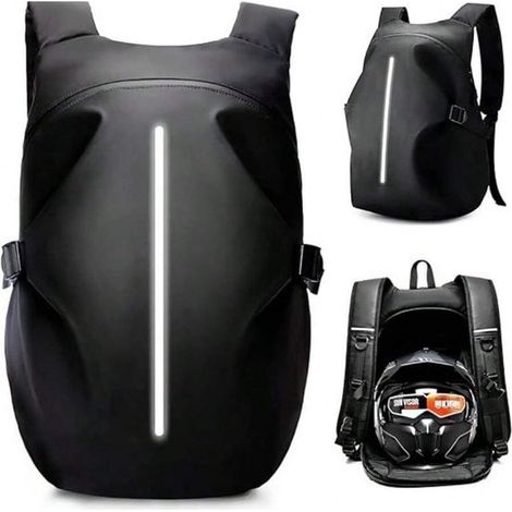 Motorradrucksack für Damen und Herren, Helmrucksack, Motorradhelm-Rucksack, wasserdichter Motorradhelm-Rucksack, Schwarz (1/3)
