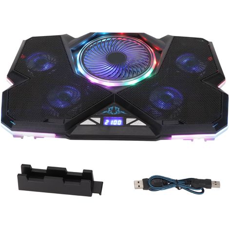 Support Gaming pour PC Portable 12-17,3 Pouces, Ventilateur avec 12 Modes RGB et Écran LED, 7 Hauteurs Réglables (1/5)