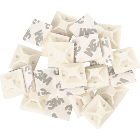 Lot de 25 supports de serre-câbles autocollants de 2 x 2 cm - Support pour serre-câbles - Plastique ABS haute résistance, résistant au froid et à la chaleur -40 °C - 80 °C - Pour l'intérieur (1/5)