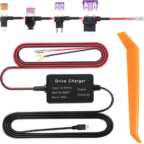 Kit de câblage pour caméra embarquée haute sécurité avec surveillance 24h/24 pour caméra de rétroviseur, GPS et détecteur de radar MIN (1/4)