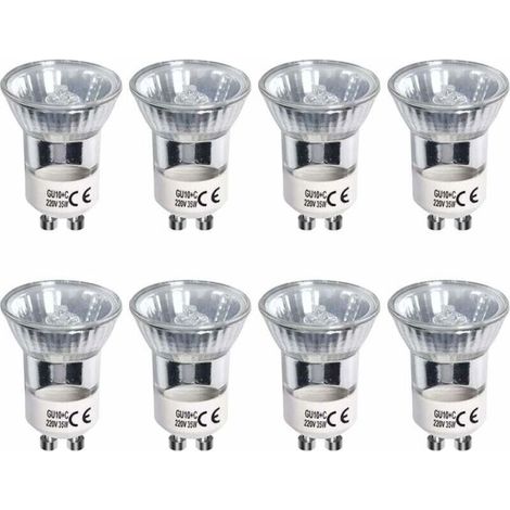 Ampoules halogènes GU10, 35W blanc chaud 2700K, lot de 8, dimmable, équivalent LED 3W/360 lumens, 120° (1/5)