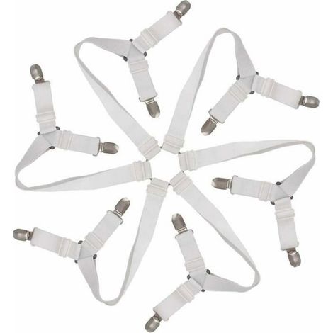 1 Tendeur Drap Housse, Réglable 6-Voies, Sangle Élastique, Polyester et Métal, pour Matelas Ronds et Carrés (1/3)