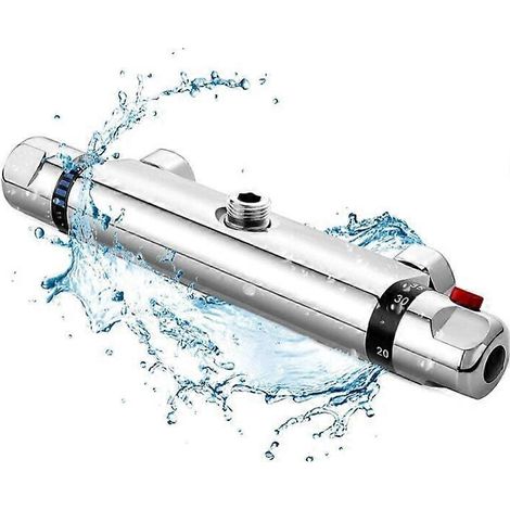 Mitigeur thermostatique de douche, robinet de baignoire thermostatique tout cuivre, protection de sécurité avec bouton anti-brûlure à 38 positions, robinet mitigeur de baignoire (1/5)