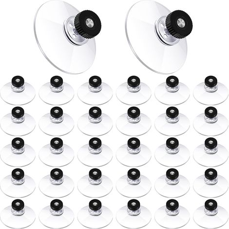 30 ventose trasparenti da 50 mm con forte adesivo, dado, vite, auto, tendina, vetro, parete, porta, finestra (nero)