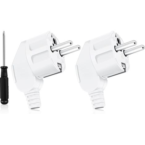 Prise Electrique Male Fiche 250V 16A avec Tournevis 2 Pièces Blanc Prise Male Etanche Exterieur Convient aux Appareils Electroménagers aux Luminaires Prises (1/5)