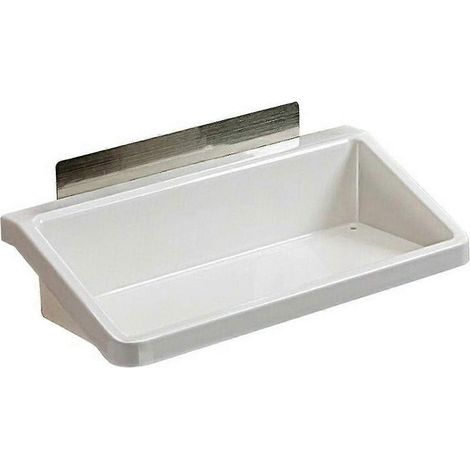Étagère de rangement murale à ventouses en plastique pour salle de bain et cuisine, blanche (1/5)