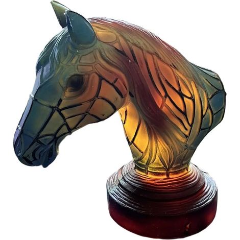 Veilleuse à motif animalier, lampe chat en résine effet vitrail, lampe de bureau décorative, 15 cm (1/5)