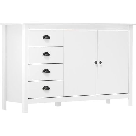 Mesita de noche Hill madera maciza de pino blanco 130x40x80 cm (1/4)