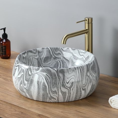 DILECI - Vasque ronde creuse effet gris zébré (diamètre 40 cm) (1/5)