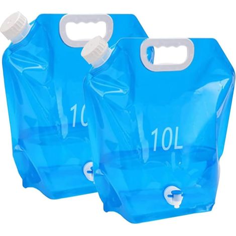 Ensemble de 2 réservoirs d'eau pliables de 10 L - Seau d'eau flexible - Sac d'eau d'urgence portable avec couvercle verrouillable - Réservoir d'eau d'urgence - Convient...-AquaForge (1/5)