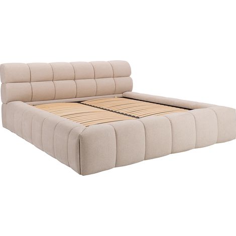 Letto con contenitore 200 x 200 cm Tessuto Beige - FORVIK