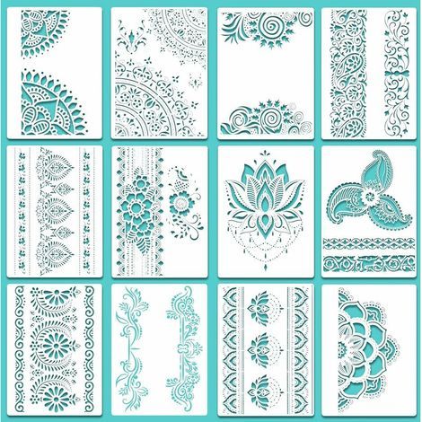 12 large mandala stencils, reusable mandala coloring templates (1/5)