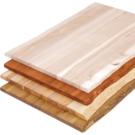 LAMO Manufaktur Massivholzplatte Tischplatte Baumkante für Schreibtisch, Esstisch, 120x80 cm, Natur, LHB-01-A-002-120 (1/5)