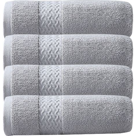 Lot de 4 serviettes de toilette, coton 100 %, ultra-douces et absorbantes, 75 x 35 cm, pour adulte (1/5)