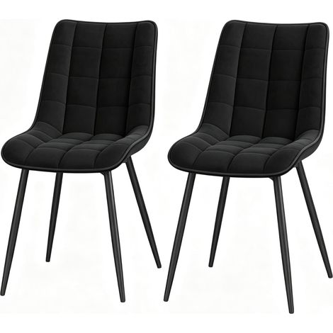 Lot de 2 chaises de salle à manger rembourrées en velours avec pieds métal noirs MODENUIT (1/4)