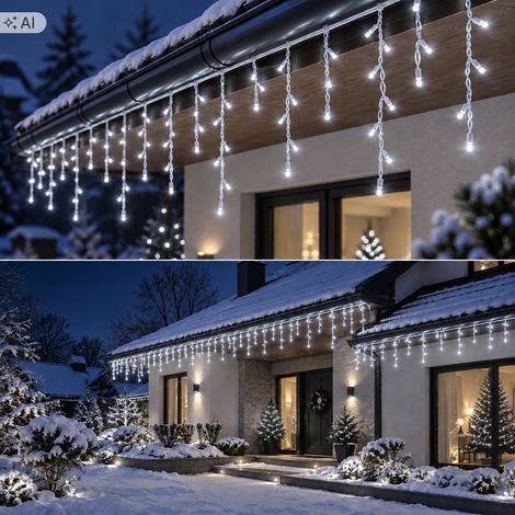 Guirlande lumineuse extérieure Icicles 500 LED, câble blanc froid, 24 m (1/5)