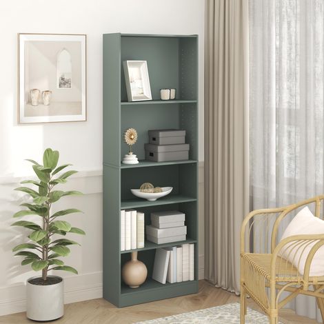 Étagère à Livres, Bibliothèque à 5 Niveaux, avec étagères réglables, 24.1(P) x 62.2(L) x 180.8(H) cm, pour Bureau à Domicile, Salon, Vert Sauge (1/5)