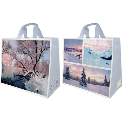 Cabas Tissé 33l Paysages Neige Robuste, Esthétique & écologique - Sphere Distribution