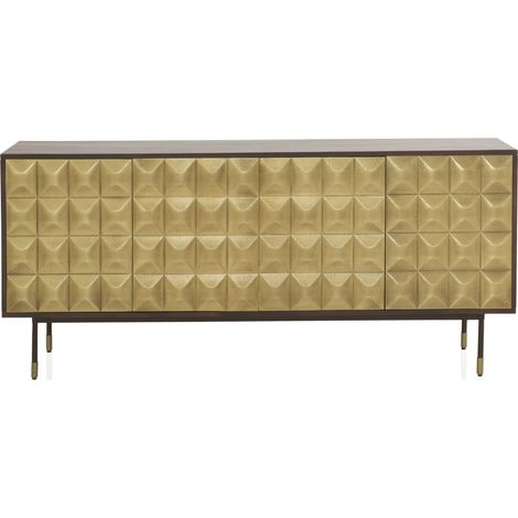 Aparador 4 Puertas Frontal Metal Dorado Madera Maciza De Mango Con Patas Metal En Negro Y Oro (1/4)