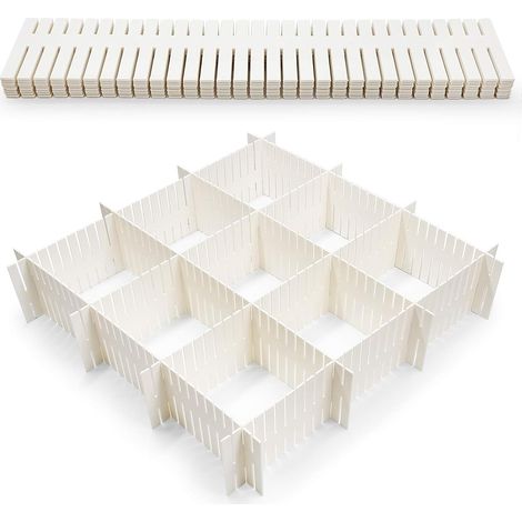 Séparateurs de tiroirs 8 pièces, organisateur de rangement de tiroir réglable Séparateurs ménagers flexibles pour fournitures de bureau, cuisine de chambre à coucher, outils de maquillage, couverts de (1/5)