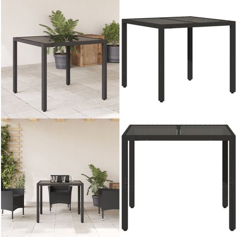 Gartentisch mit Glasplatte Schwarz 90x90x75 cm Poly Rattan - Gartentisch - Esstisch - Terrassenmöbel - Gartenmöbel - Outdoor Tisch - Home & Living (1/5)
