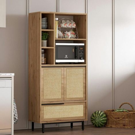 Colonne rangement cuisine cannage et niche micro-ondes JENA (1/5)