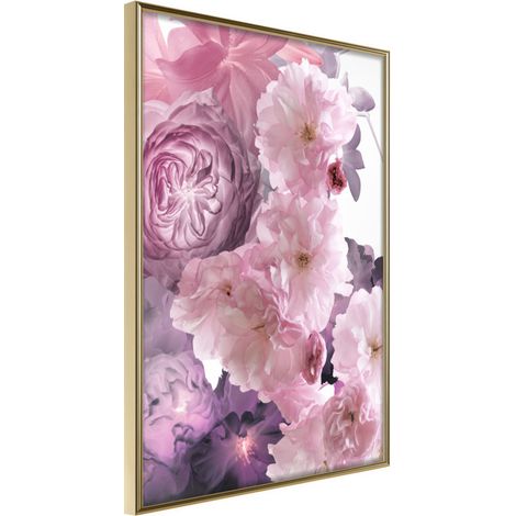 Affiche Murale Encadrée "Pink Bouquet" 40 x 60 cm Or (1/2)