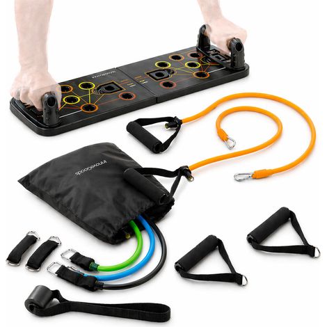 Pack fitness - INNOVAGOODS - Pulsher InnovaGoods - Planche à pompes + bandes résistance - 3 niveaux - Antidérapant (1/5)